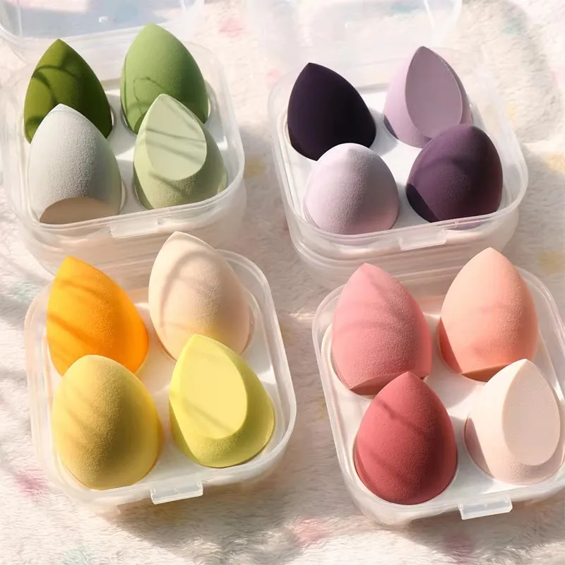 1-4boxes Makeup Blender Cosmetic Puff Makeup Sponge with Storage Box Foundation Powder Sponge Beauty Tool Women Make Up