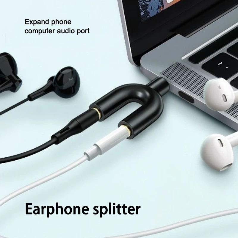 3.5mm headphone splitter microphone adapter U-shaped stereo 3.5mm1-2 audio Splitter Adapter, for PS4 PC Laptop Ear Headset Cable image 2