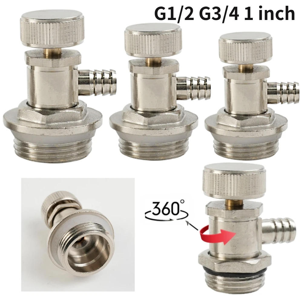 1Pcs Brass For Exhaust Valve G1/2 G3/4 1 Inch Water Heating Drain Valve 360° Rotating Fully Automatic Heating Drain Valve