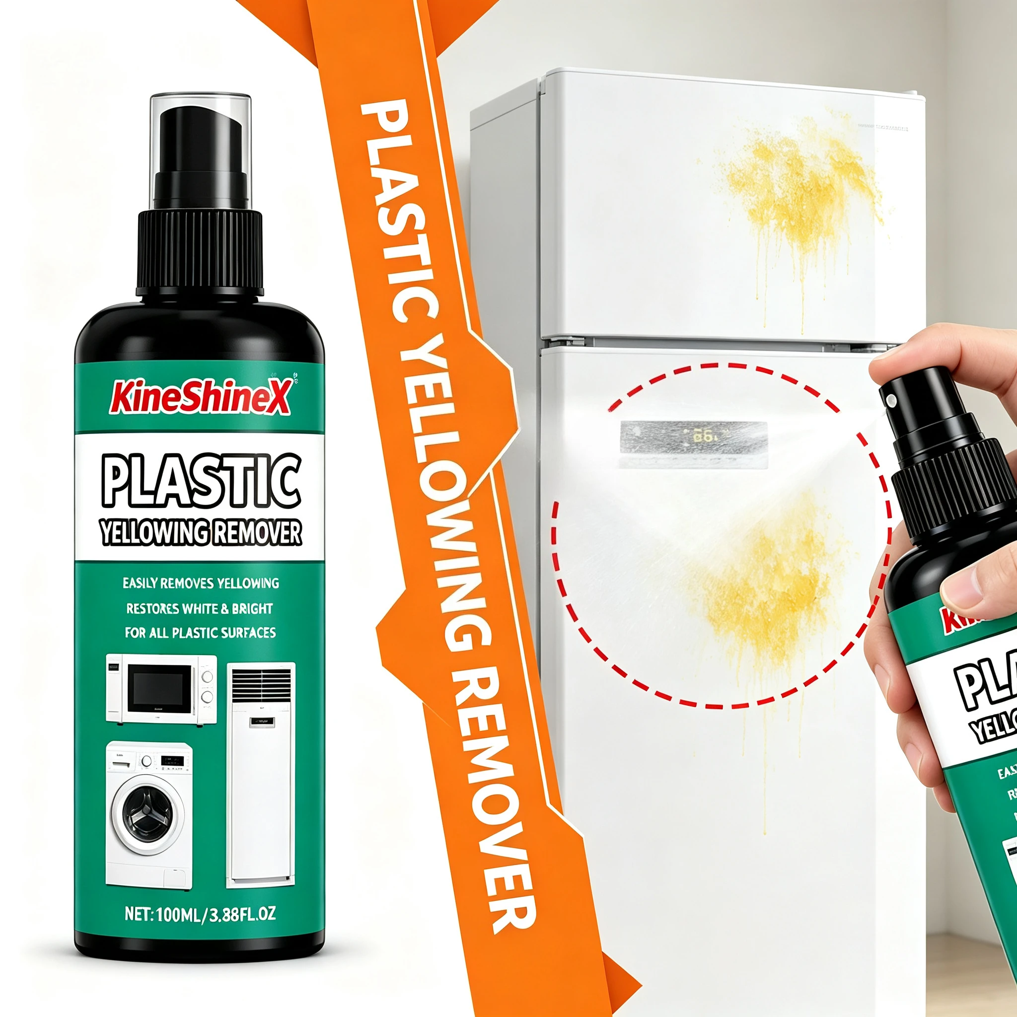 100ml Quick Restore Plastic Yellowing Remover Spray For Air Conditioner Toilet Appliances & Wardrobe Remove Yellow Stains