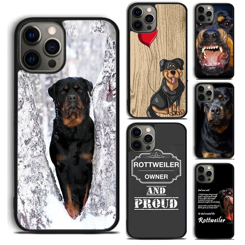 Rottweiler cute cartoon heart dog phone Case Cover For iPhone 16 15 14 Plus XR XS apple 16 11 12 13 mini Pro Max coque