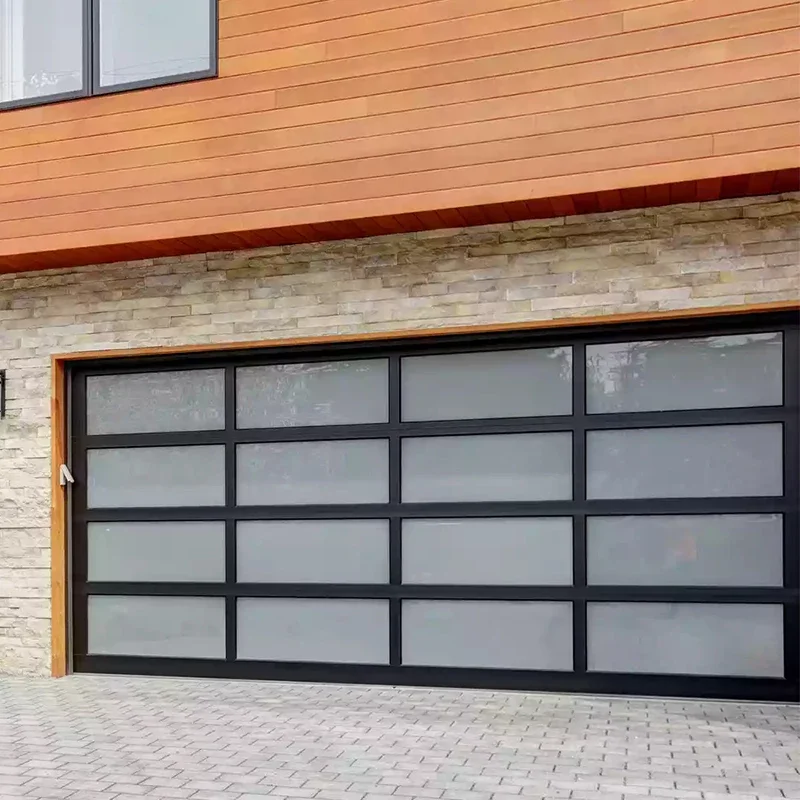 for Hihaus custom black glass panel aluminum garage doors residential automatic