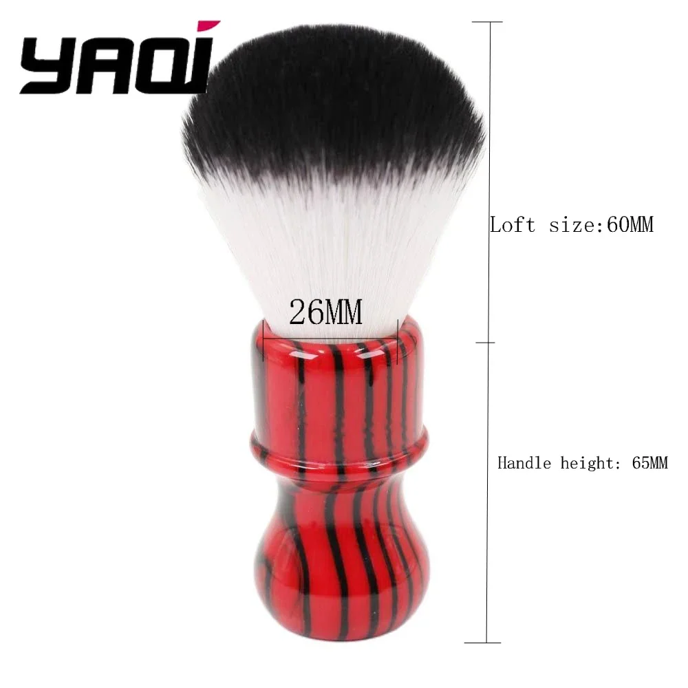 YAQi Evil Zebra 26mm فرشاة حلاقة الشعر الاصطناعية للرجال مقبض أسود وأحمر للرجال أساسية للتهيأ