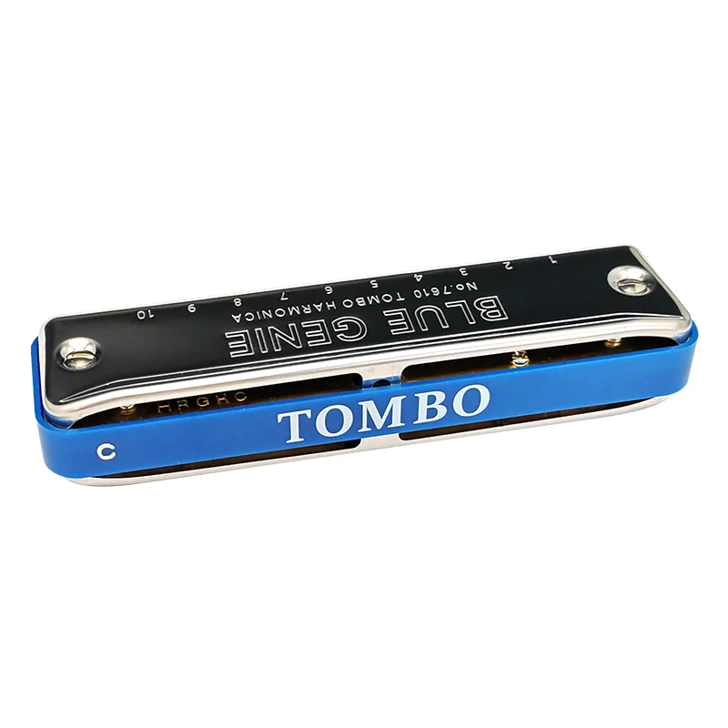 Tombo Diatonic Harmonica Blue Genie 7610 Harp Paddy Mouth Organ 10 Hole 20 Tone Armonica Professional Instrumentos for Beginners