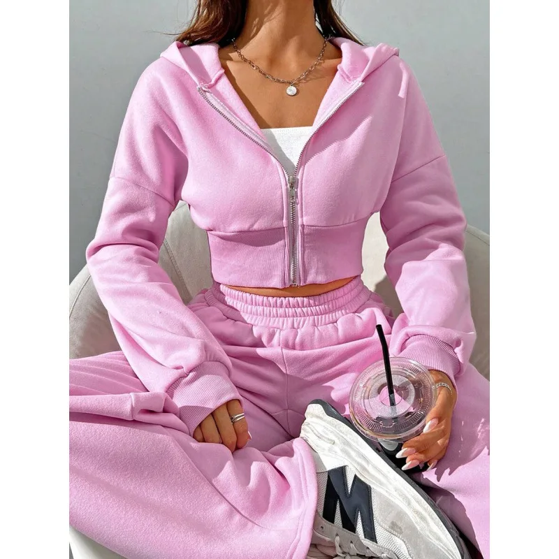 

Women's Sport Set C 74630 Zip Hoodie And Pants Summer Fashion Outfit Cross-Border E-commerce No Brand Registered Trademark