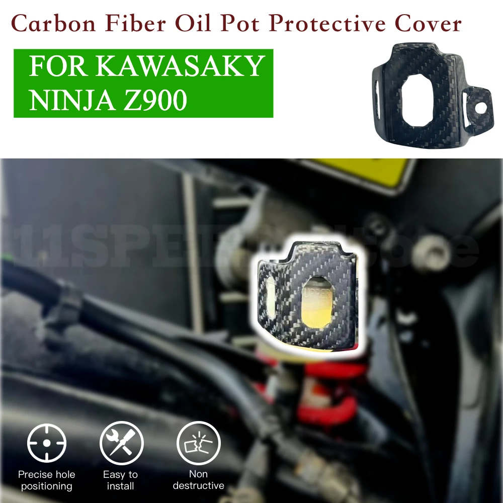 

motorcycles accessories Carbon Fiber Rear Brake Fluid Reservoir Oil Pot Protective Cover New For Kawasaki NINJA Z900 moto