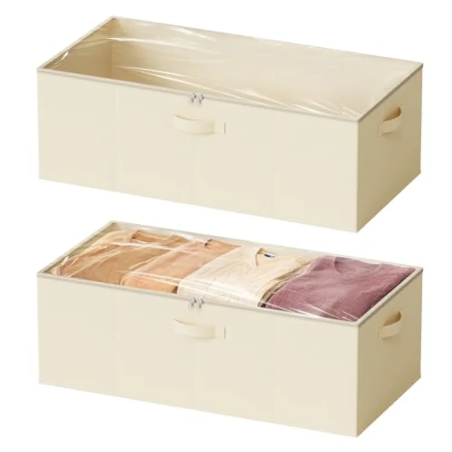 

2 Pack 10 High Under Bed Storage Containers Large Underbed Storage Organizer Bins with Lids for Bedroom Dorm Clothes Closet Org