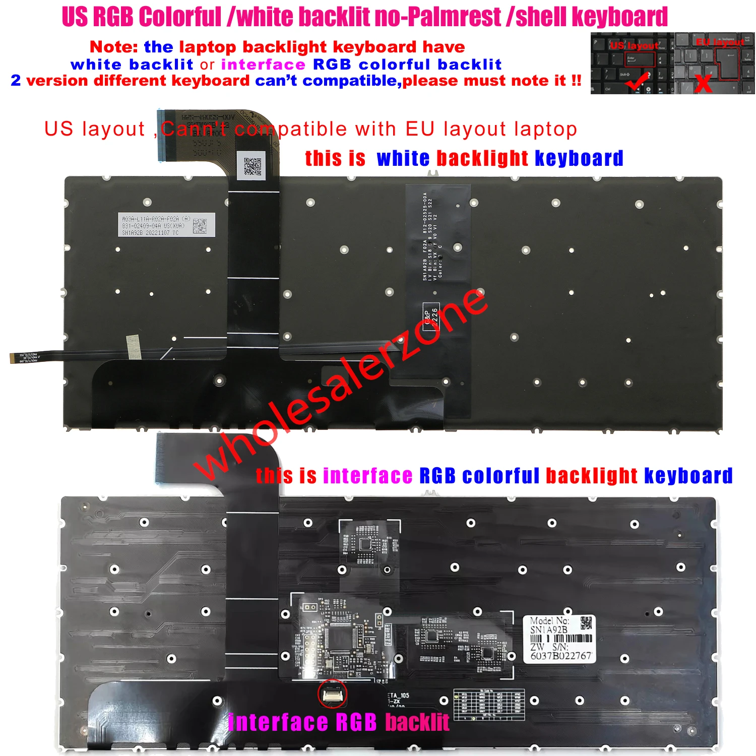 New US white / RGB colorful backlight Keyboard For HP Zbook Studio 16 inch G9 G10 G11 mobile Workstation HSN-I52C series laptop