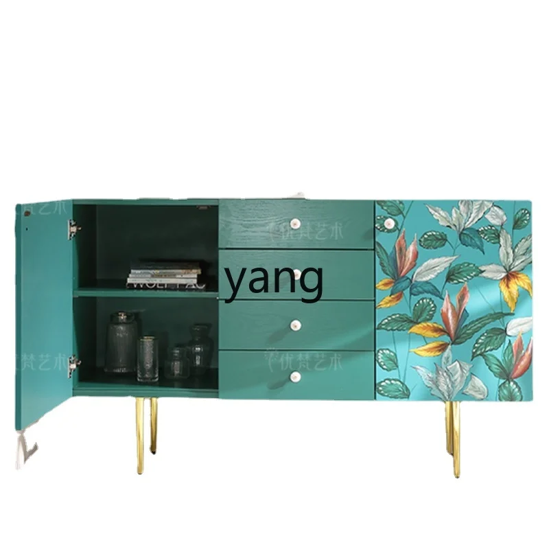 

Yjq Mid-Ancient Entrance Decoration Chest of Drawers Sideboard Storage Painted Cabinet