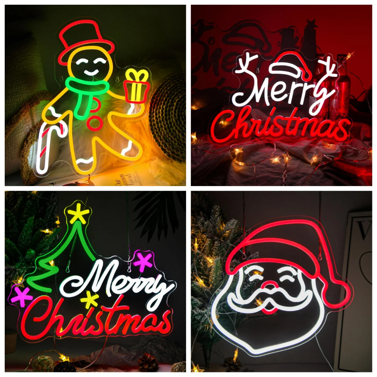 Gingerbread Man Neon Sign LED Wall Mounted Lamp For Indoor Living Space Bedroom Showcase Holiday Gathering Xmas Party Decor