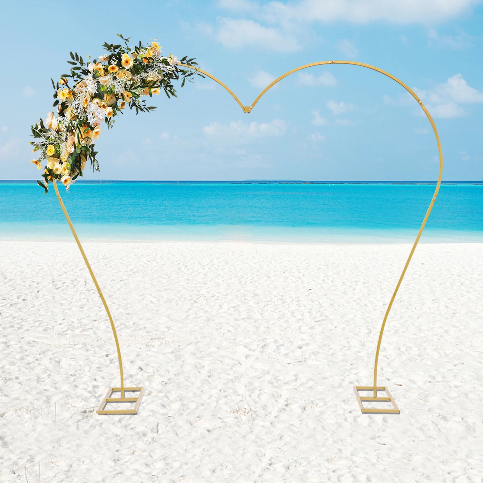 

8.7 * 7.7ft Heart-Shaped Arch Stand Garden Arch with Base Metal Arch Backdrop Stand for Wedding Graduation Season Parties