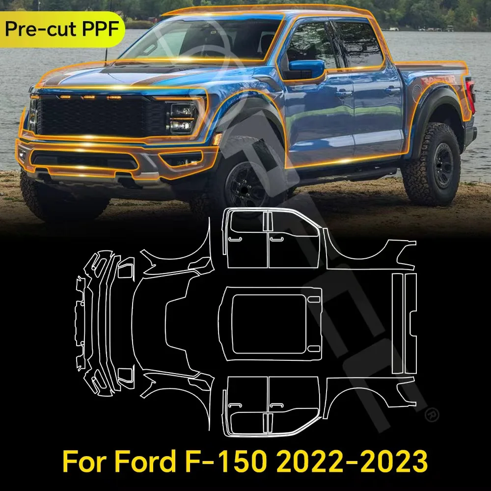 

For Ford F-150 2022 2023 TPU Paint Protection Film Clear Bra Pre-cut PPF Car Body Anti-Scratch Resistant Self-adhesive Invisible