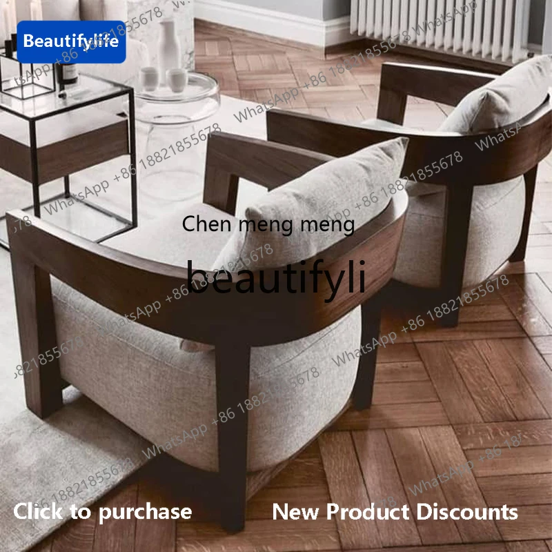 

CQY Nordic light luxury new Chinese simple solid wood sofa living room chair designer hotel