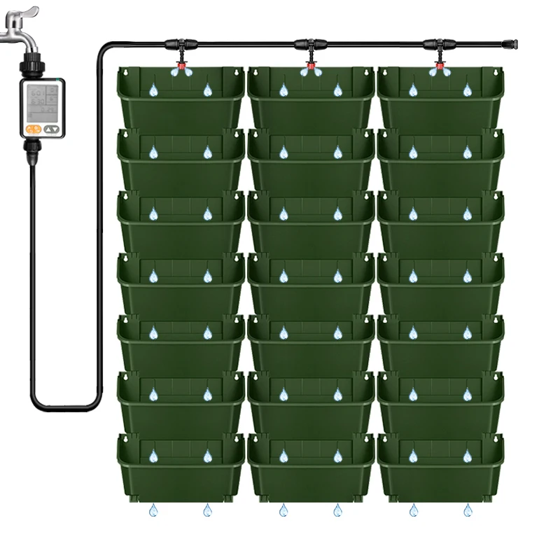 

Forest Box Patent Stackable Plastic Outdoor Vertical Garden Wall Flower Planter With Drip Irrigation System Hanging Pot Set