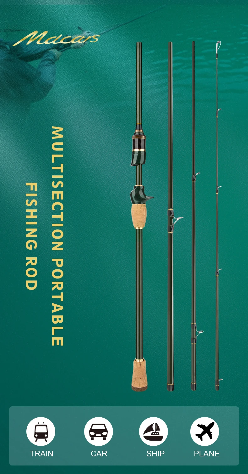 Cemreo Mehrteilige Angelrute zum Spinn- und Casting-Angeln, Reiserute 1,8m/2,1m/2,4m, Leichtgewichtsrute zum Angeln – Detail 1