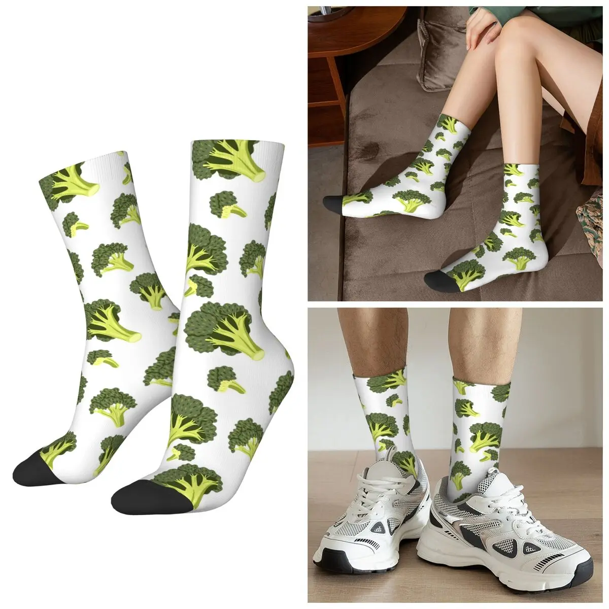 All Seasons Green  Broccoli Element Socks Harajuku Sport Middle Tube Socks Hip Hop Stockings for Men Women Valentine's Day Gifts