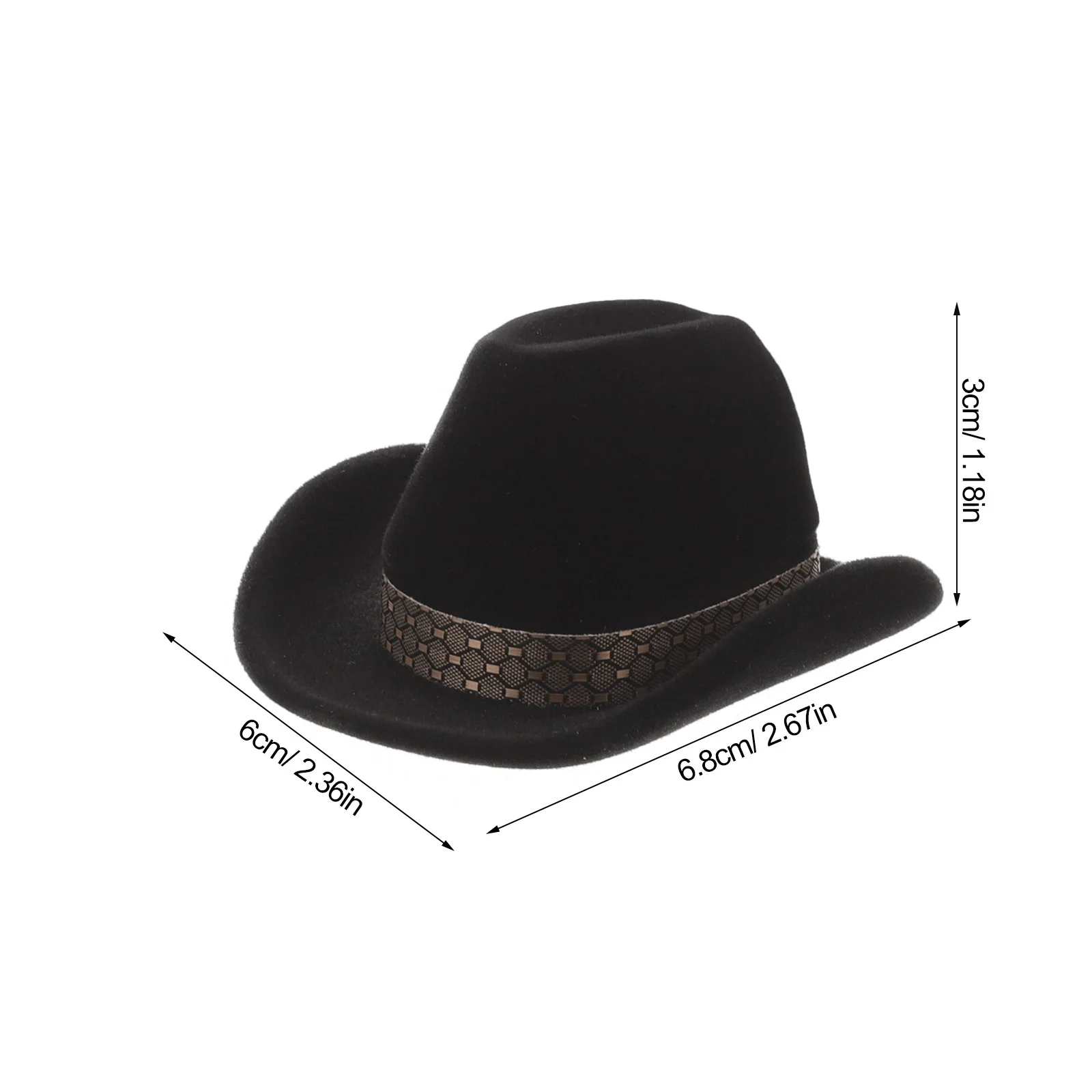 Boîte à bijoux de chapeau de cow-boy, étui à matiques en velours, coffre de rangement d'affichage, support vintage, chapeaux l'évaluation, petite boucle d'oreille, collier