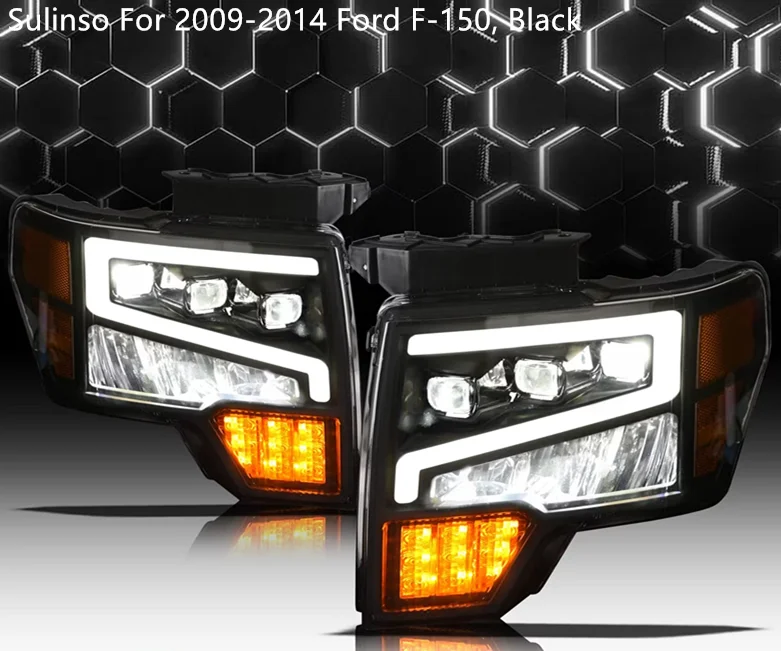 Sulinso 162952 Tri-Pro LED Projection Headlights Fits 2009-2014 Ford F-150, Black