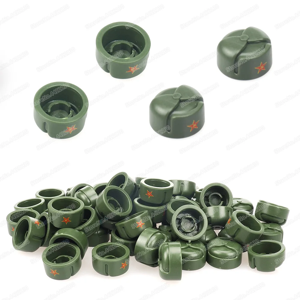 Military Green Su Cap Building Block Print Assemble Moc WW2 Figures Soldier Weapons Defense Equipment Model Child Gifts Boy Toys