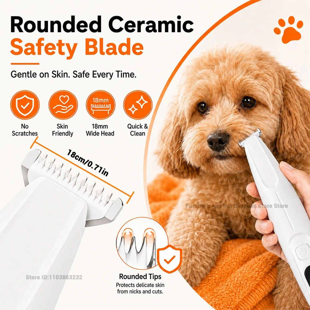 Pet Dog Electric Beauty Trimmer Waterproof Pet Foot Hair LED/UV Light Trimmer Low Noise Cat Dog Face Foot Ear Hip Claw Shaver