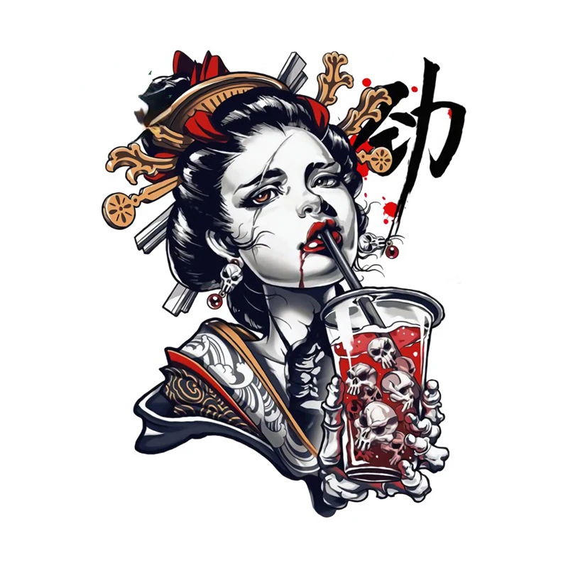 Jpct Japanese Geisha funny decal for motorcycles, suitcases, laptops waterproof cover scratch sticker 13cm x 10.1cm