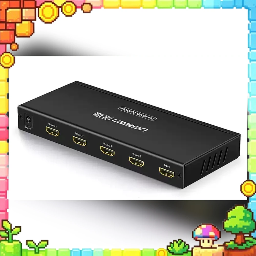 UGREEN 40202 HDMI Splitter 1 Input 4 Outputs 4K 30Hz 3D 30m Transmission Metal Housing with 5V Power Adapter