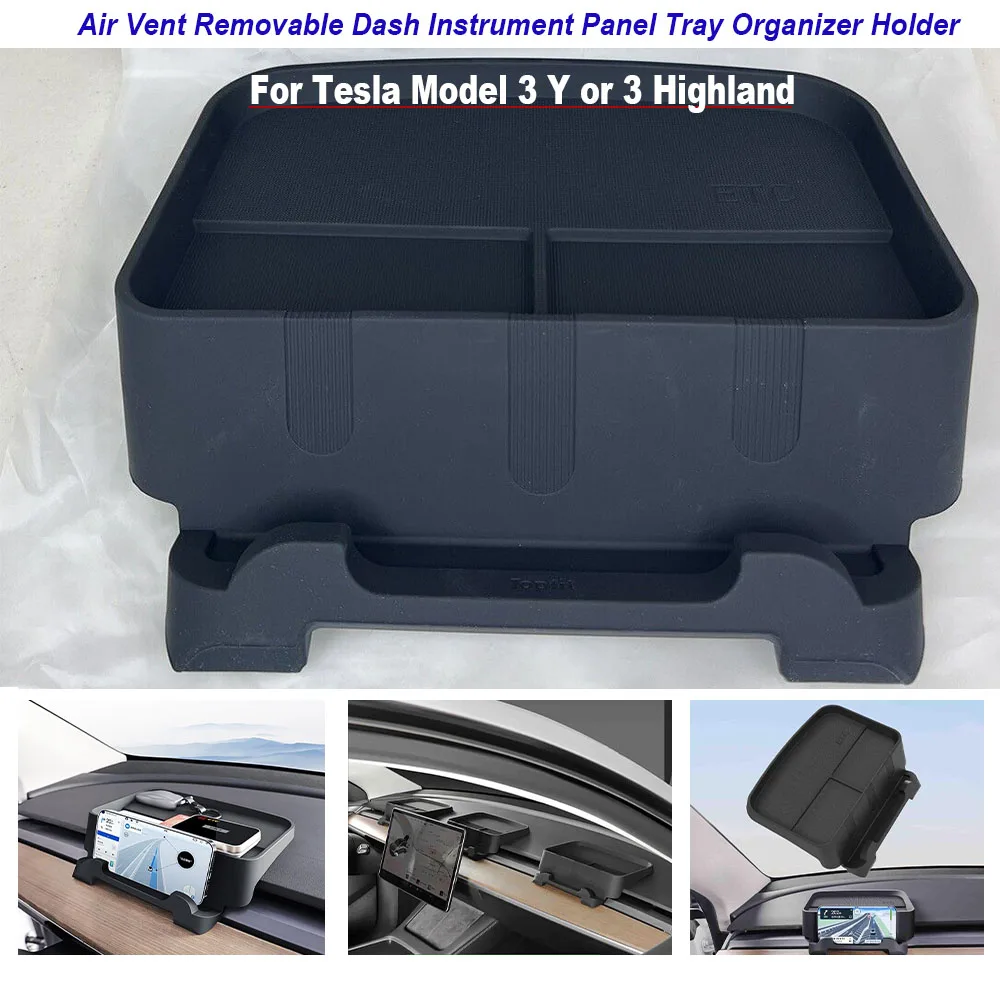 

Air Vent Removable Dash Instrument Panel Tray Organizer For Model 3 Y / 3 Highland Tissue Box Phone ETC Sunglasses Holder