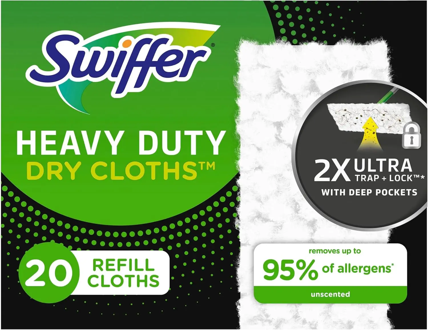 

Dry Multi-Surface Cloth Refills for Floor Sweeping, 20 Count 2 Pack with 3D Fibers
