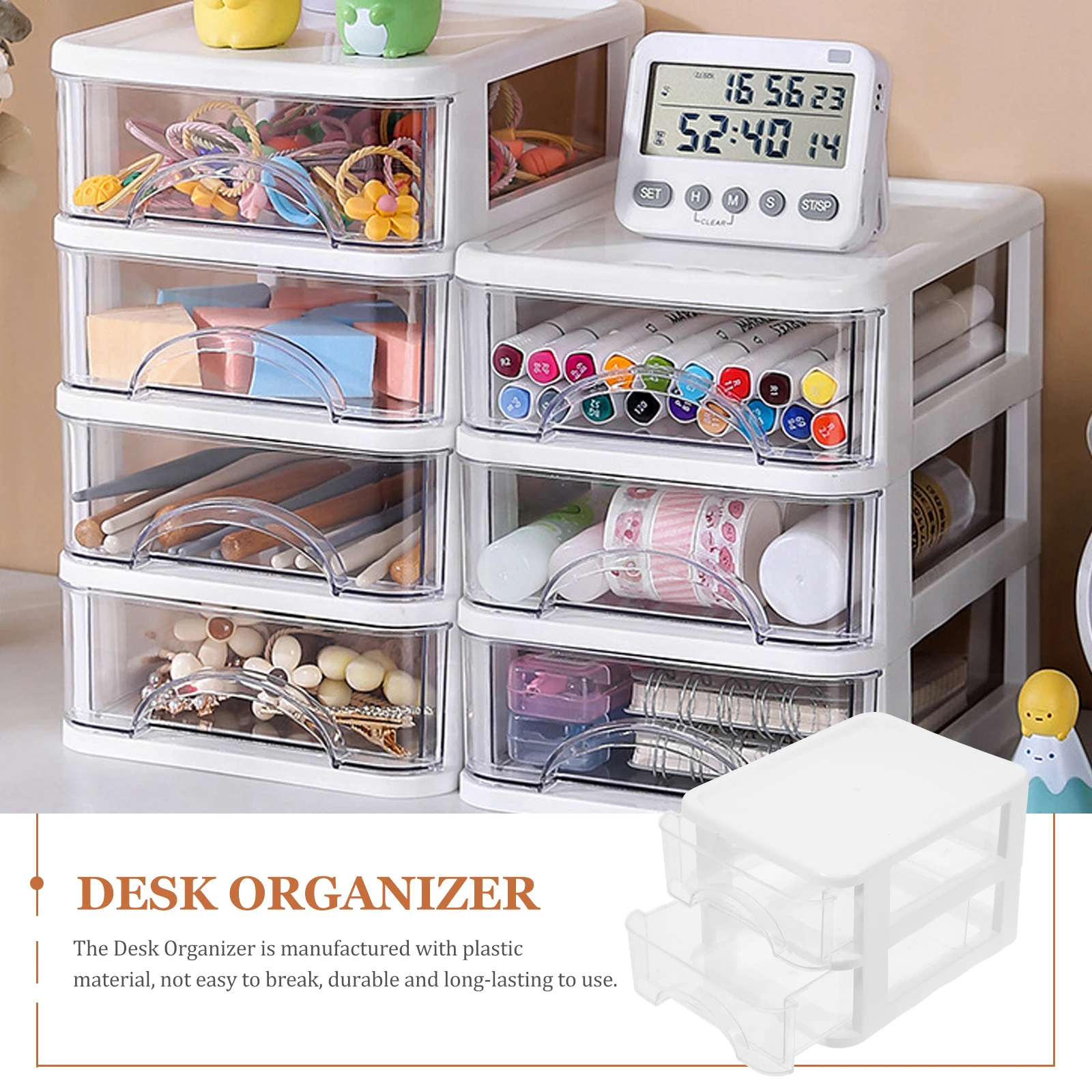 

Desktop Storage Box Office Organizer Drawer Stationery Compartment Small with Drawers