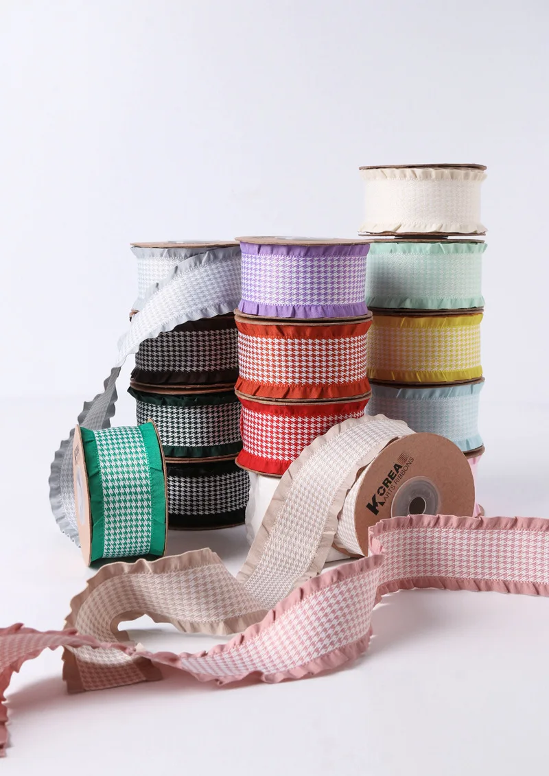 10 Yards Falbala-Rüschenband, Hahnentritt-Muster, Lotusblatt-Bänder, 25/38 mm, Haarschleifen, DIY-Bastelarbeiten, handgefertigte Accessoires, YM2023021601 – Detail 2