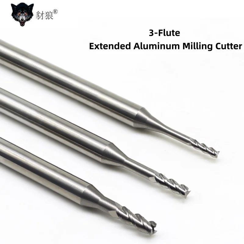 

3Flute Long Neck Micro End Mill 1mm~3mm for Aluminum Alloy Copper Electrode Plastic Nonmetal CNC Machining Solid Carbide Cutter