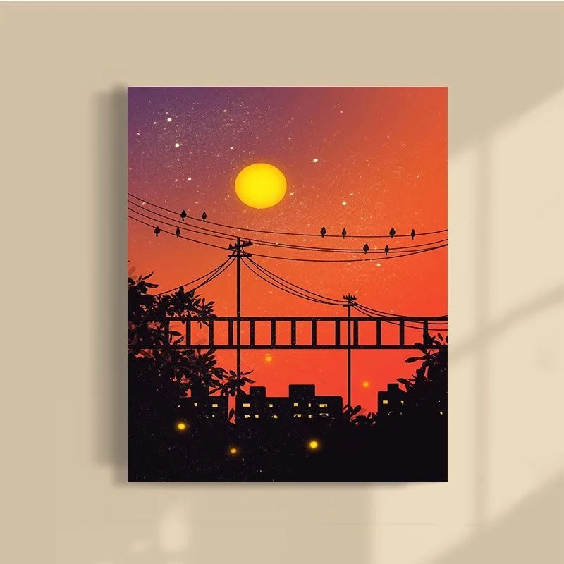 

1-0106 Van Gogh Style Starry Night Oil Painting - Famous Reproduction Art - Stretched Canvas with Frame