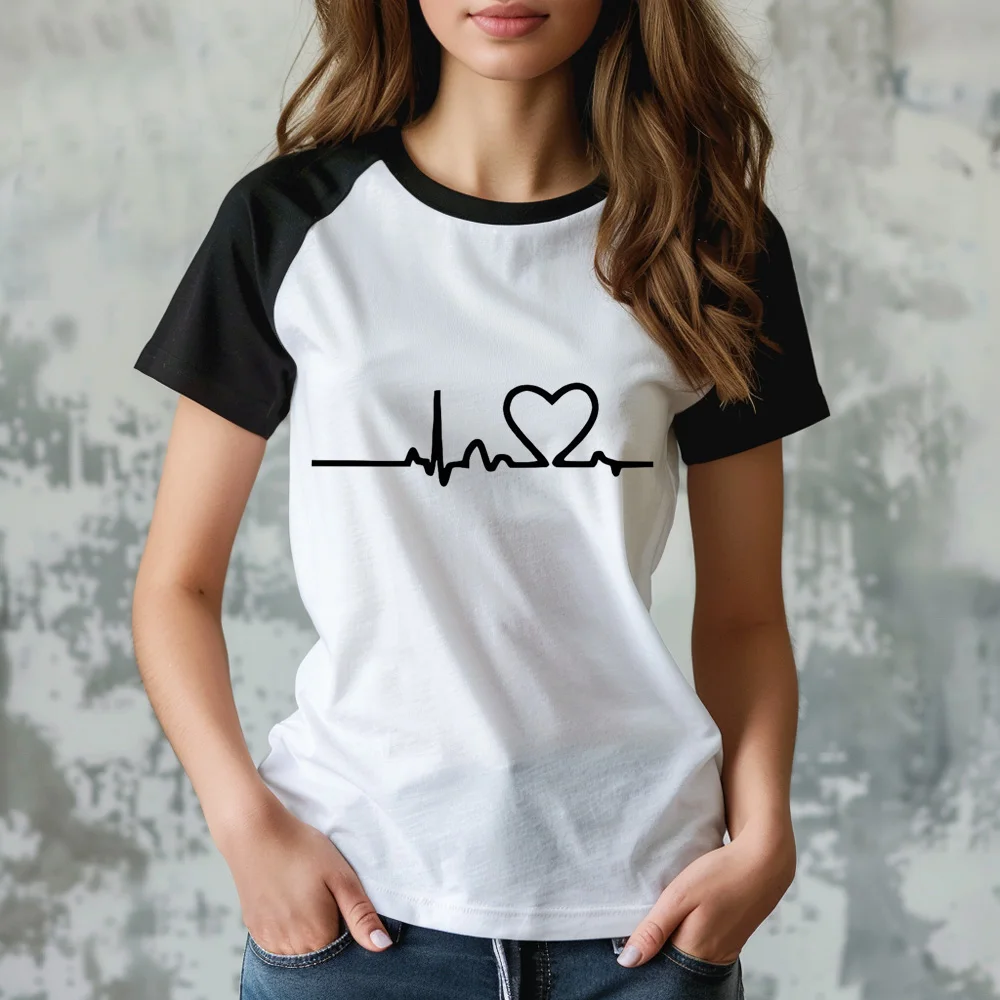 

Heartbeat top women harajuku manga summer t shirt girl 2000s funny graphic clothing