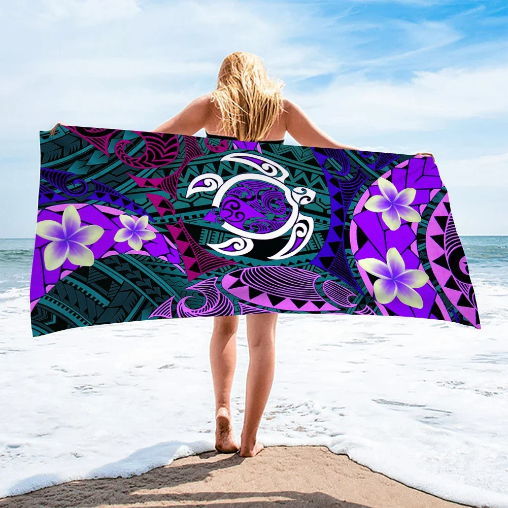 Comfortable Beach Towels Gifts Polynesian Turtle Hawaii Printing Camping Towel Gym Yoga Sports Swimming Towel for Kid Women Men