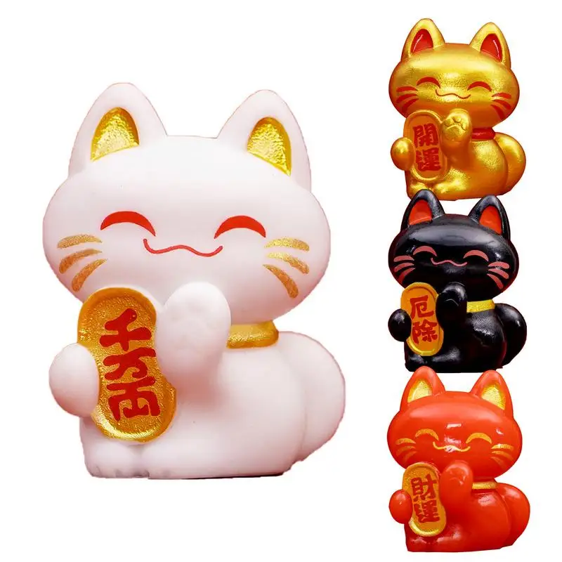 Figura de gato de la suerte, bonito gato de la riqueza, adornos de decoración de la fortuna, colección de Mini figuras Maneki Neko Feng Shui, fortuna de la suerte