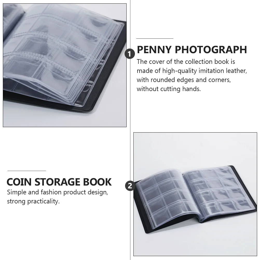 Coins Collection Album 120 Grid Imitation Coin Holder Book For Commemorative Coins Storage Collecting Organizer Pvc Bag