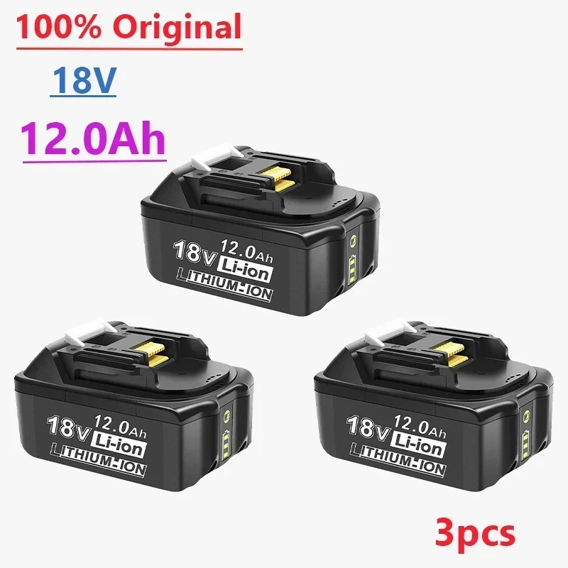 

Free Shipping18V 12Ah 12000mAh Rechargeable Replacement Lithium-ion Battery for Makita BL1880 BL1860 BL1830, Equipped with A 3A