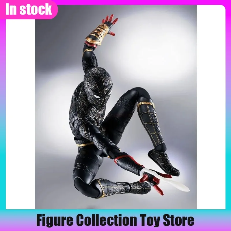 Original Shf Marvel Spiderman No Way Home Black & Gold Suit Collection Action Figure Toy Decoration Model Limited Collections - view 5