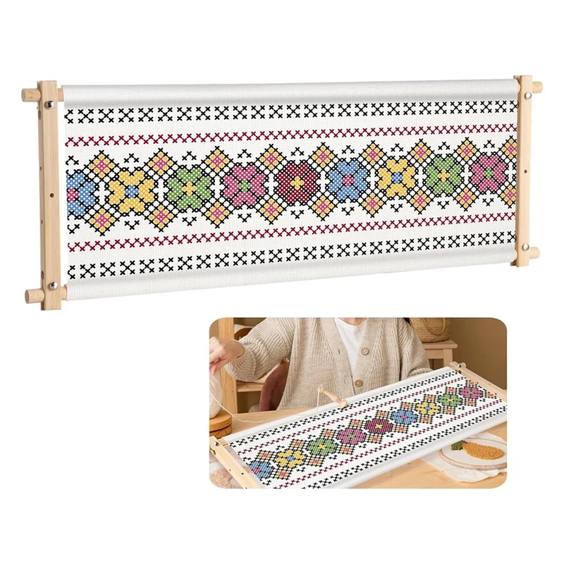 BMBY-32.8 X 12 Inch Crossstitch Frame, Embroidery Scroll Wooden Needlework Frame, Needlework Stand, Needlework Clip Tool