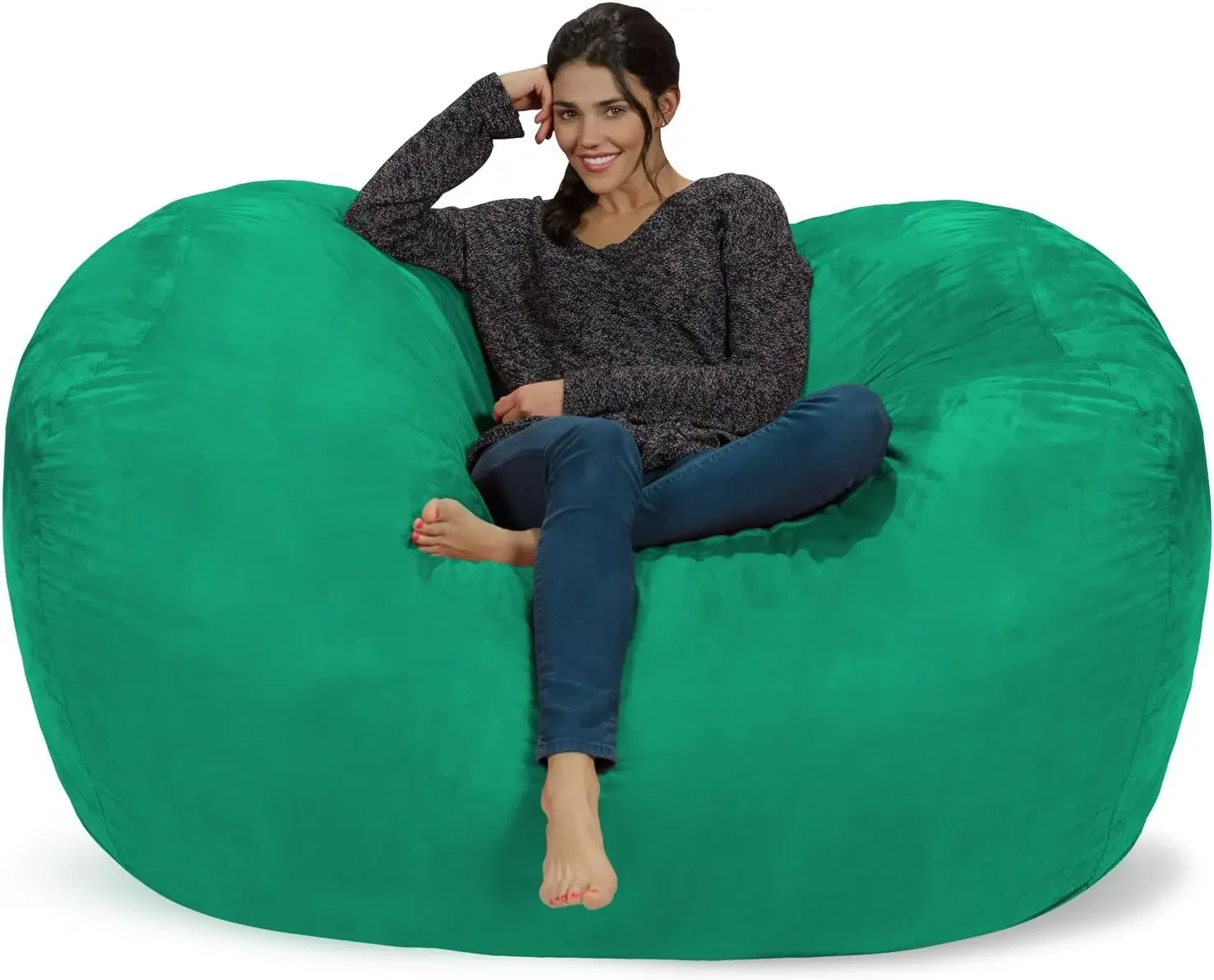 Sack Bean Bag Chair: Huge 6' Memory Foam Furniture Bag and Large Lounger - Big Sofa with Soft Micro Fiber Cover - Tide Poo