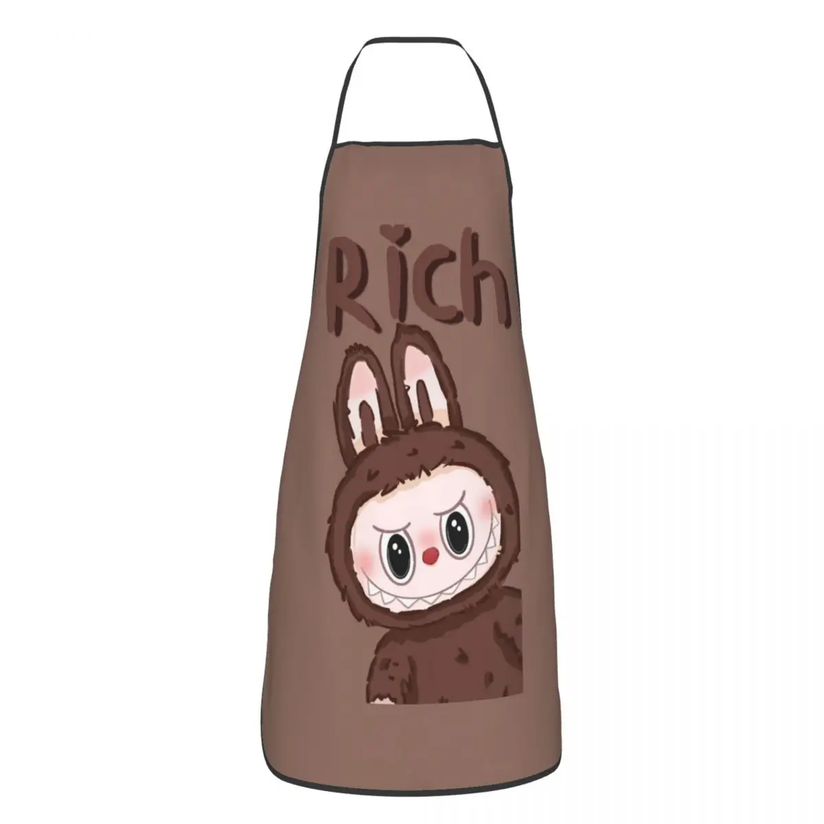 Custom L-Labubues Kawaii Cartoon Rich Apron Men Women Adult Unisex Kitchen Chef Bib Tablier Cuisine Cooking Baking Gardening