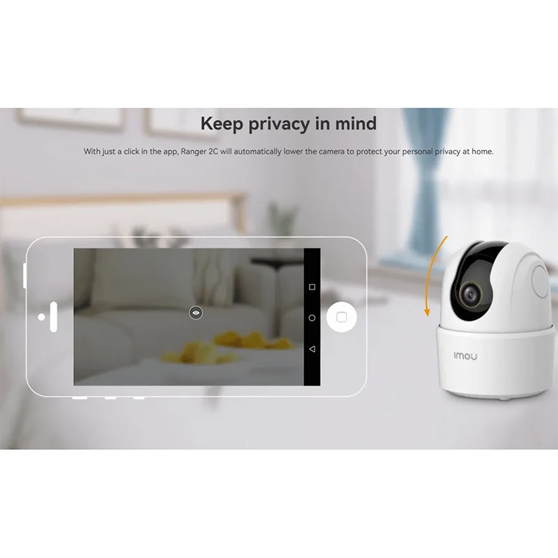 IMOU-Caméra Wifi Ranger 2C 4MP, permission de la Conversation Bidirectionnelle, Sécurité, Portée de Couverture à 360 °, Vision Nocturne, Caméra de Suivi Intelligente