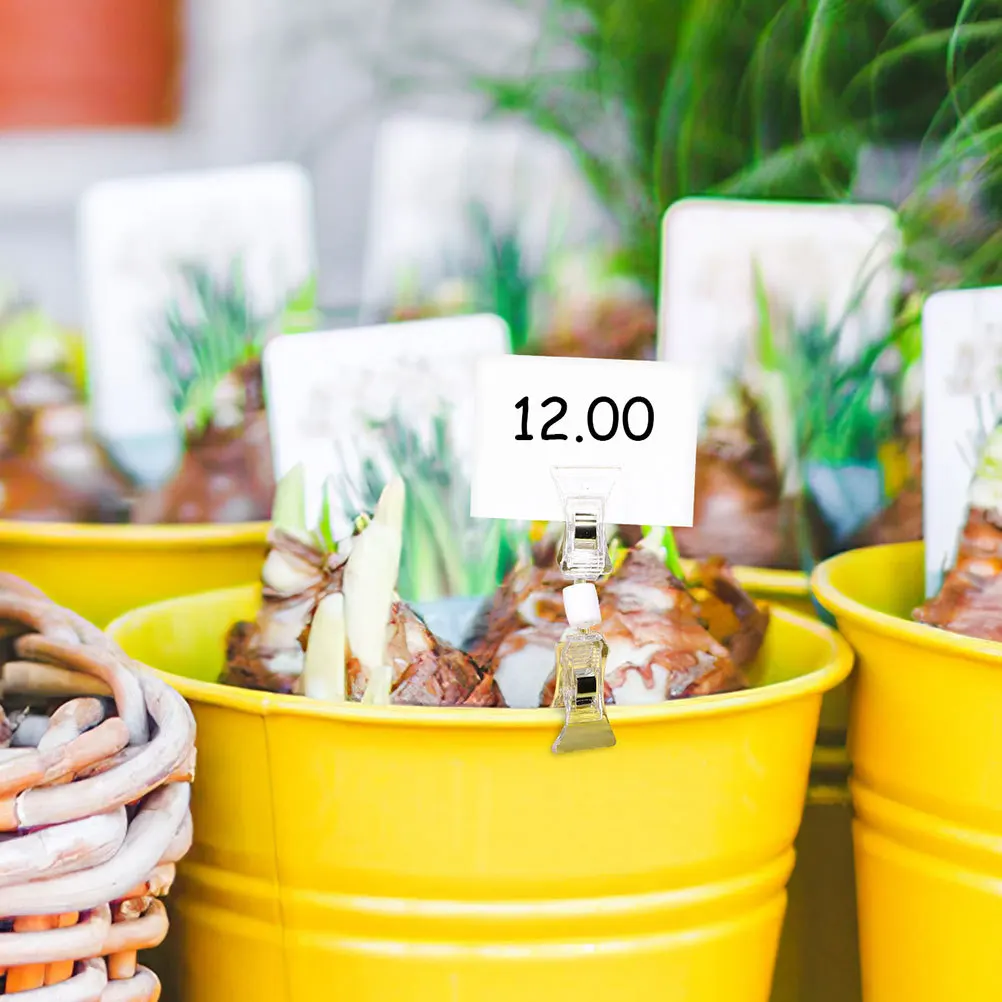 

20Pcs Clear Sign Clips Rotatable Display Holders for Price Labels Table Numbers Name Tags Card Display Retail Store Signage