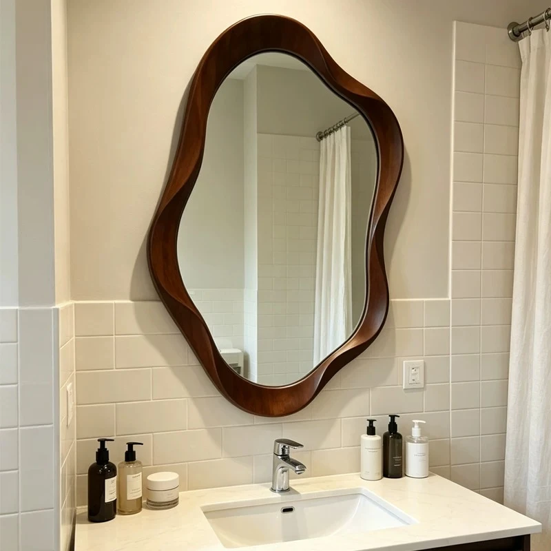 Smart bathroom mirror, special wall-mounted medieval special-shaped decorative mirror for bathroom