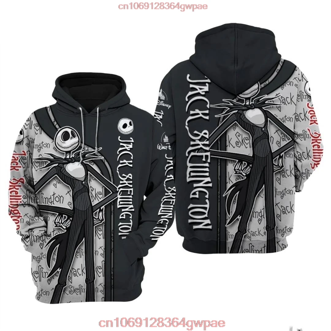 O pesadelo dos homens antes do Natal moletons, capuz 3D Jack Skellington, capuz casual com zíper Harajuku, Disney, moda Halloween