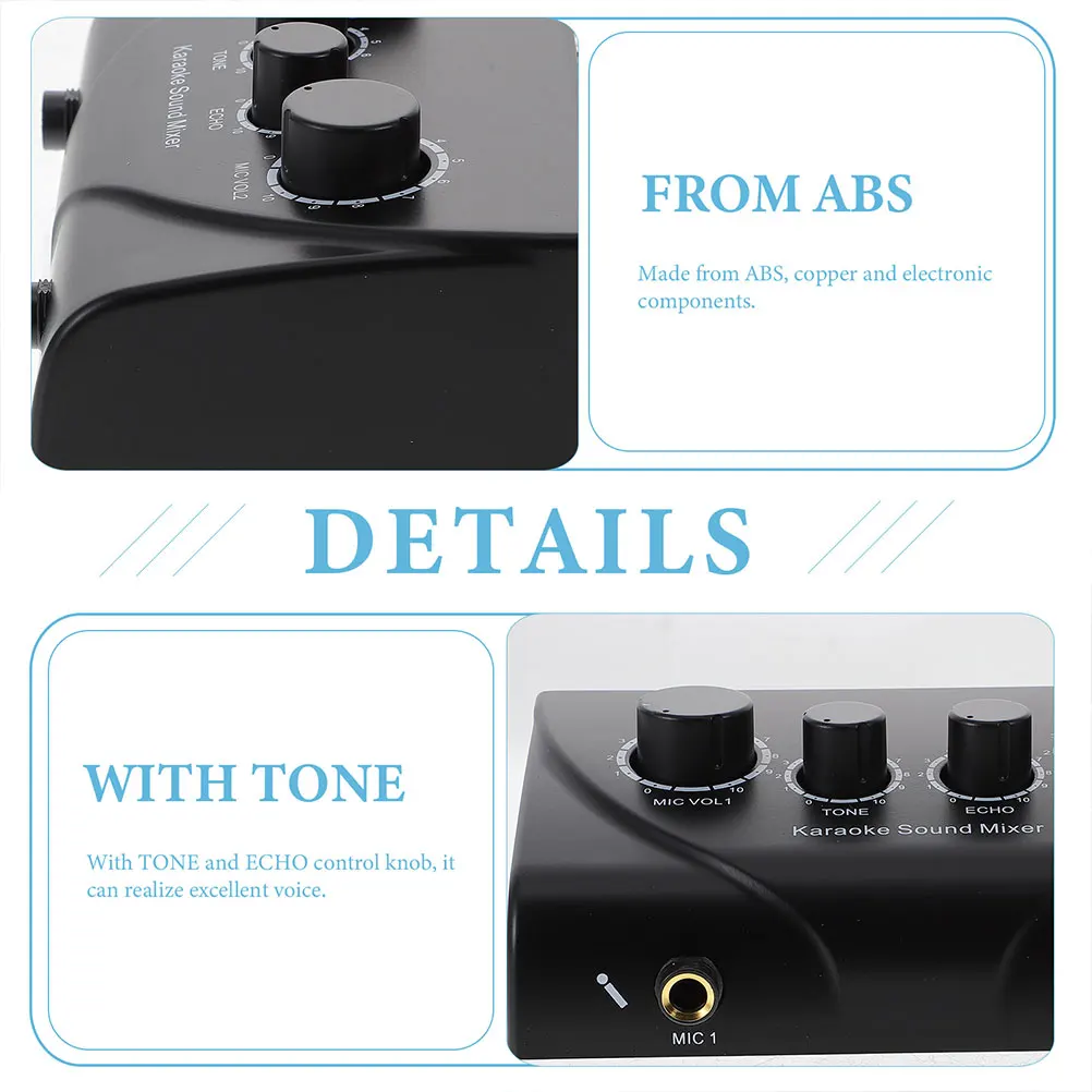 

1 set Dual Microphone Inputs Professional Karaoke Mixer Black Sound Amplifier for KTV Stage Family DJ Equipment Audio Mixer
