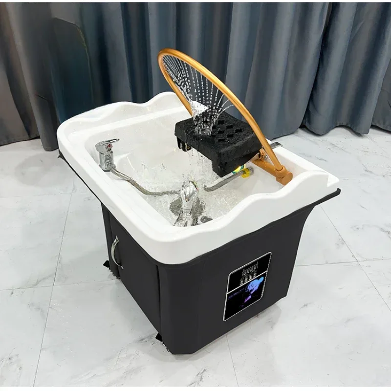 

Beauty Salon Massage Couch Movable Head Therapy Machine Water Circulation Fumigation Head Recuperation Hair Shampoo Basin