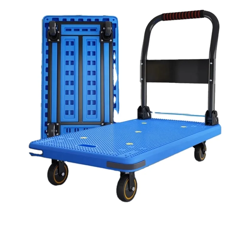 

High Quality Heavy-Duty Steel Portable Shopping Cart Trolley Quiet Foldable Wheelbarrow Platform for Outdoor Tools Luggage Car