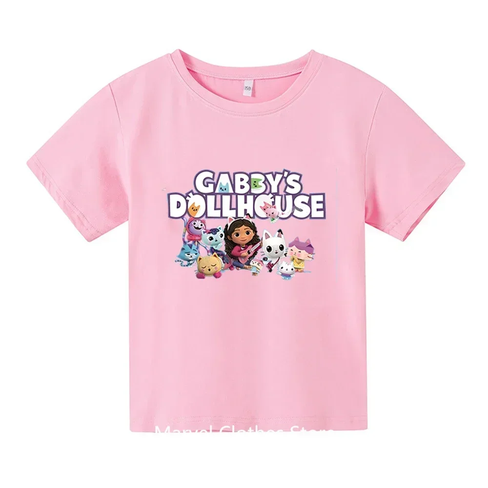 Girls Clothes Cute Gabbys Doll House Cartoon Kids Funny T-Shirts Baby Boys T shirt Summer Short Sleeve Children Tops