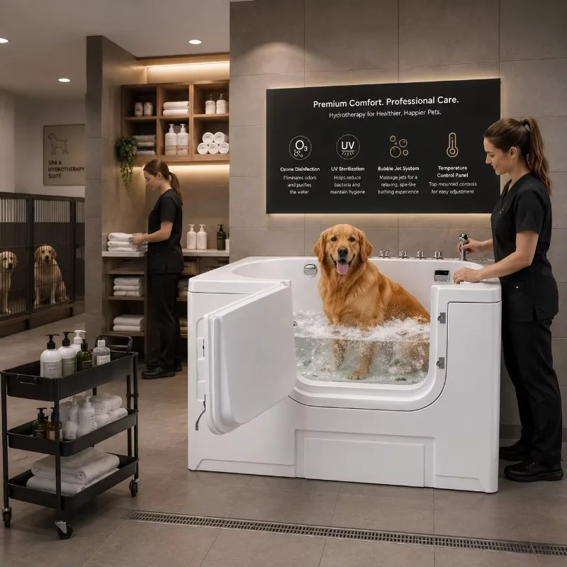 Walk-in Low-Threshold Zero-Lifting Floor-Level Acrylic Electric Lift Dog Bath